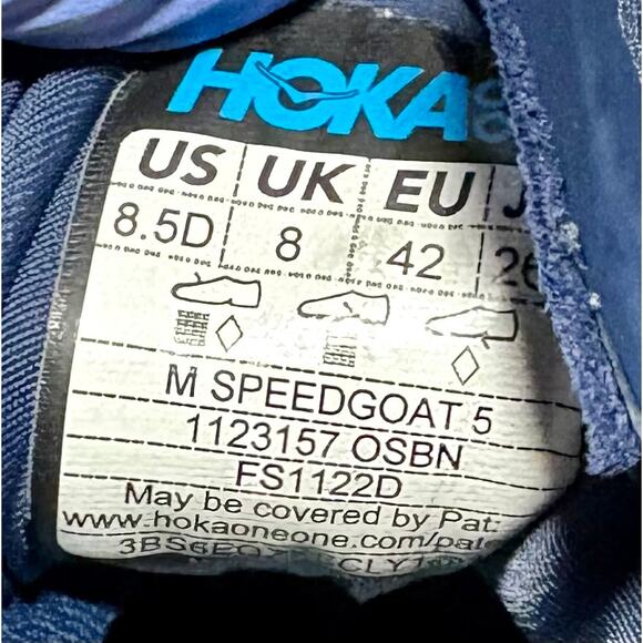 Hoka Speedgoat 5 Shoes Mens 8.5D Outer Space Bluing Trail Hiking Vibram Terrain - Picture 11 of 12